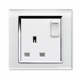 Single switched socket White CT | Glass Plug sockets by Retrotouch